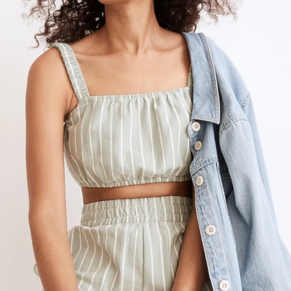 Madewell | NWT Green White Organic Cotton Crop Tank Top (shorts not included) M